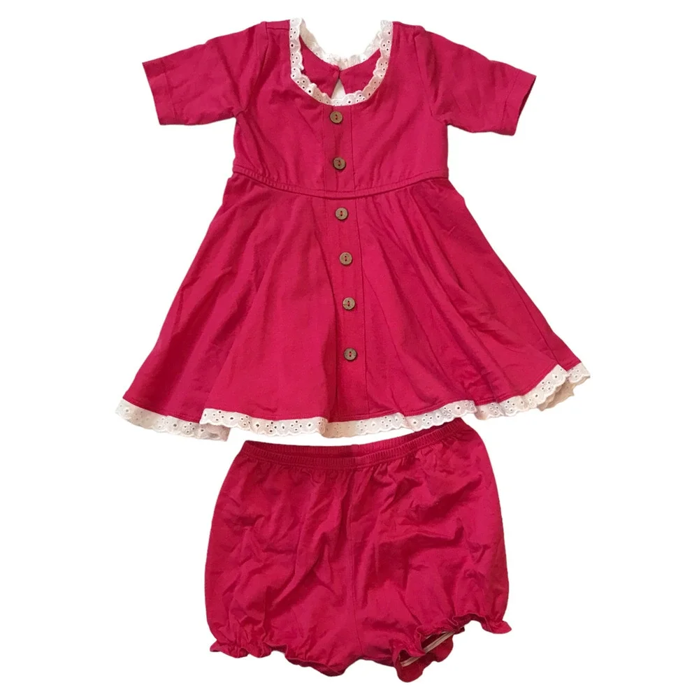 Omi Jo Well Dressed Wolf Library Pink Dress and Bloomers 24M